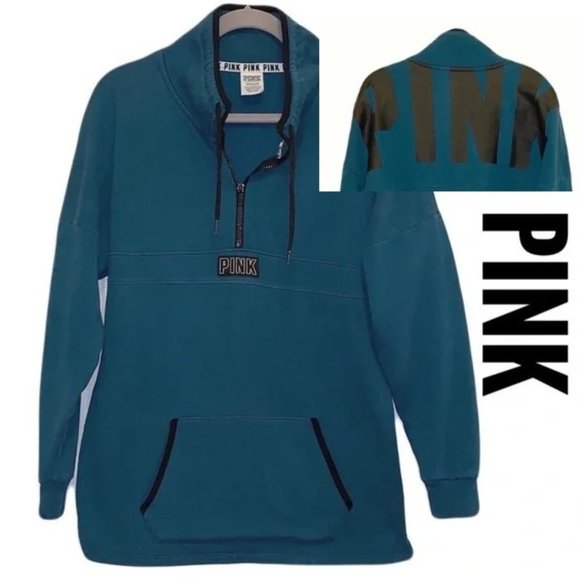Victoria’s Secret PINK 1/4 zip pullover jacket deep teal S - Picture 1 of 5